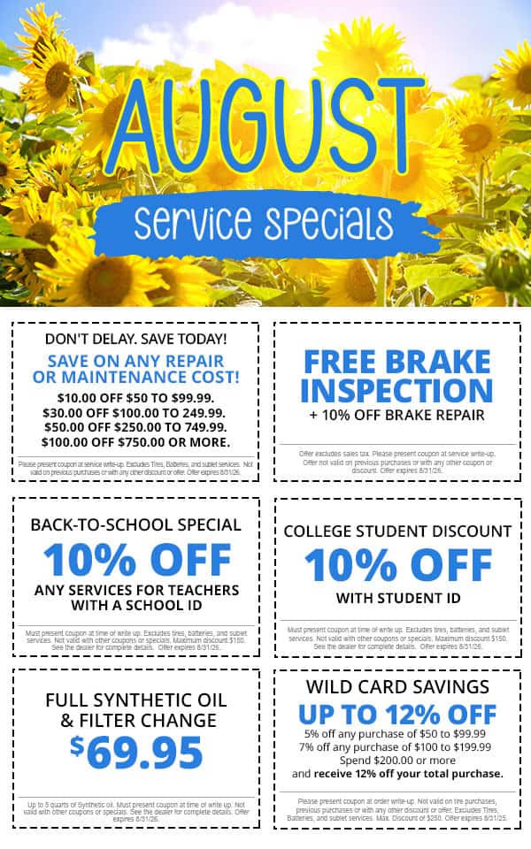 August Service Specials