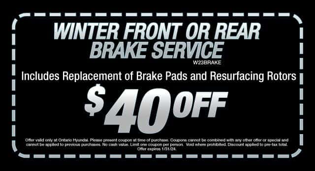 Get $40 off our winter front or rear brake pad replacement service. Offer expires 1/31/2023.