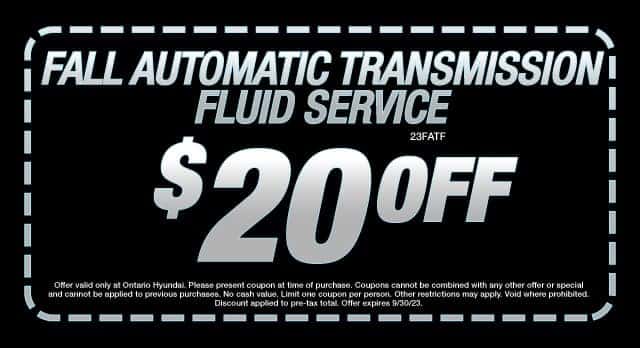 Get $20 off your fall transmission fluid service. Offer expires 9/30/2022.