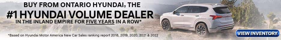 Buy from Ontario Hyundai, the #1 Hyundai volume dealer in the Inland Empire for five years in a row. Click to view new inventory.