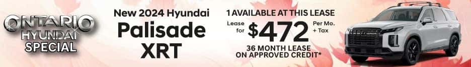 Lease a new 2024 Hyundai Palisade XRT for $472/month plus tax for 36 months on approved credit. Offer expires 10/2/2023.