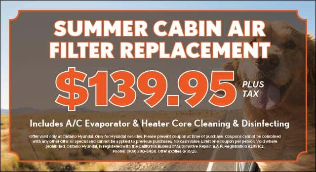 summer cabin air filter replacement $139.95