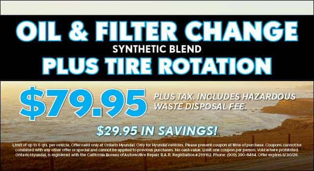 OIL AND FILTER CHANGE PLUS TIRE ROTATION $79.95