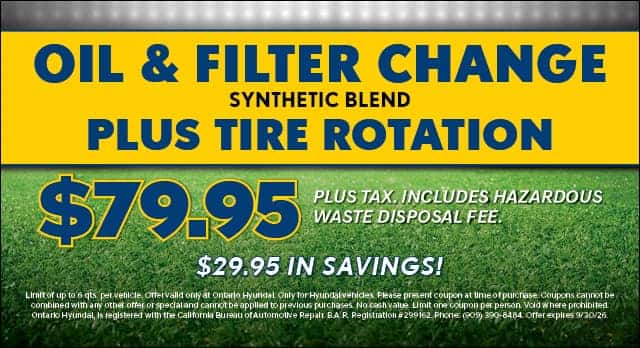 OIL AND FILTER CHANGE PLUS TIRE ROTATION $79.95