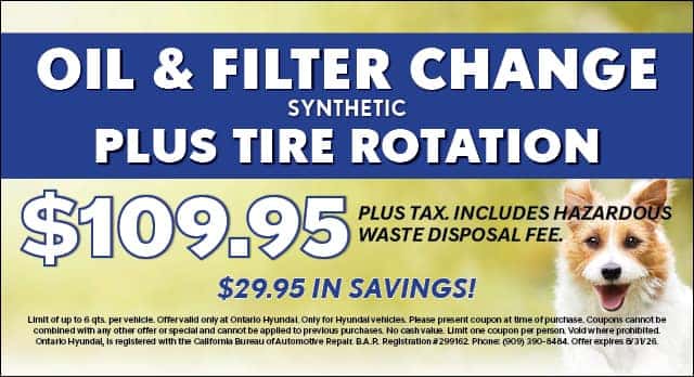 OIL AND FILTER CHANGE PLUS TIRE ROTATION 109.95 PLUS TAX