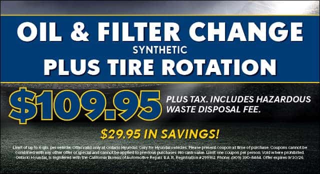 OIL AND FILTER CHANGE PLUS TIRE ROTATION $109.95