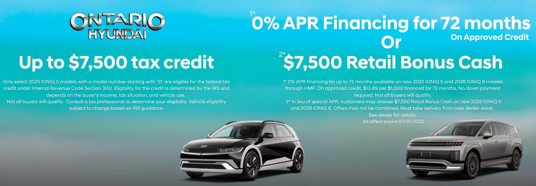 0% APR for 72 months on ioniq 5 and 9
