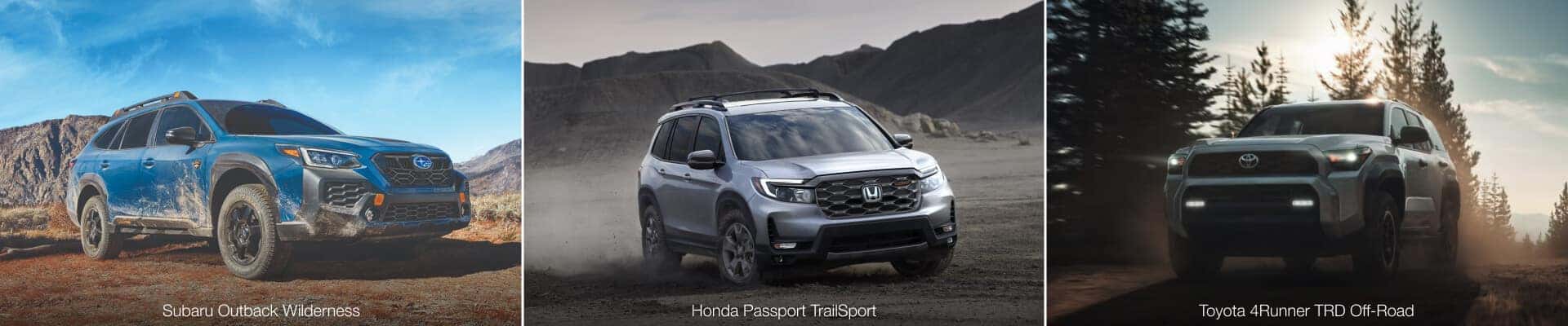 Subaru Outback Wilderness Vs. Honda Passport TrailSport Vs. Toyota 4Runner TRD Off-Road