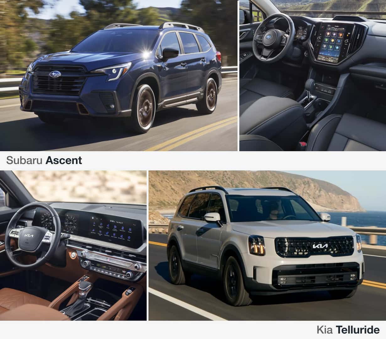 Kia Telluride vs. Subaru Ascent: Dimensions