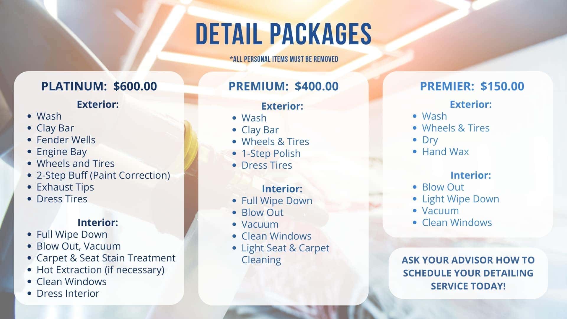 Quantrell Subaru Detail Pricing