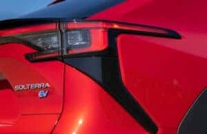 Red 2023 Subaru Solterra Rear Solterra EV Badge