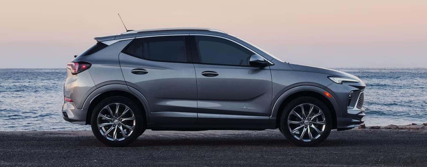 A grey 2026 Buick Encore from the side after leaving a Buick dealer near Sanford.