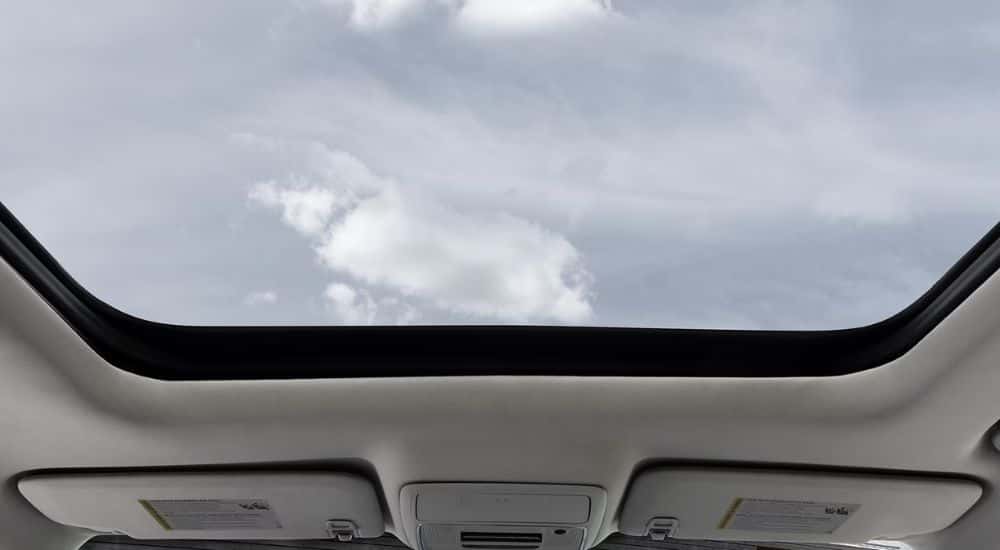 Panoramic sunroof of a 2026 GMC Terrain.