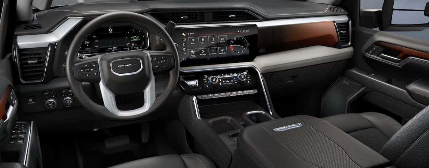 Black and brown dash in a 2026 GMC Sierra 2500.