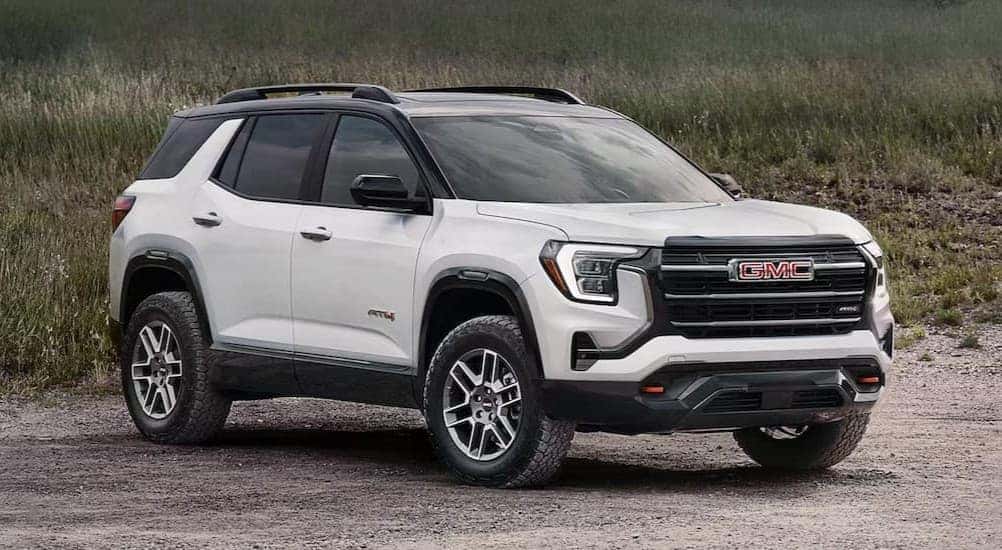 A white 2026 GMC Terrain AT4 parked outdoors.