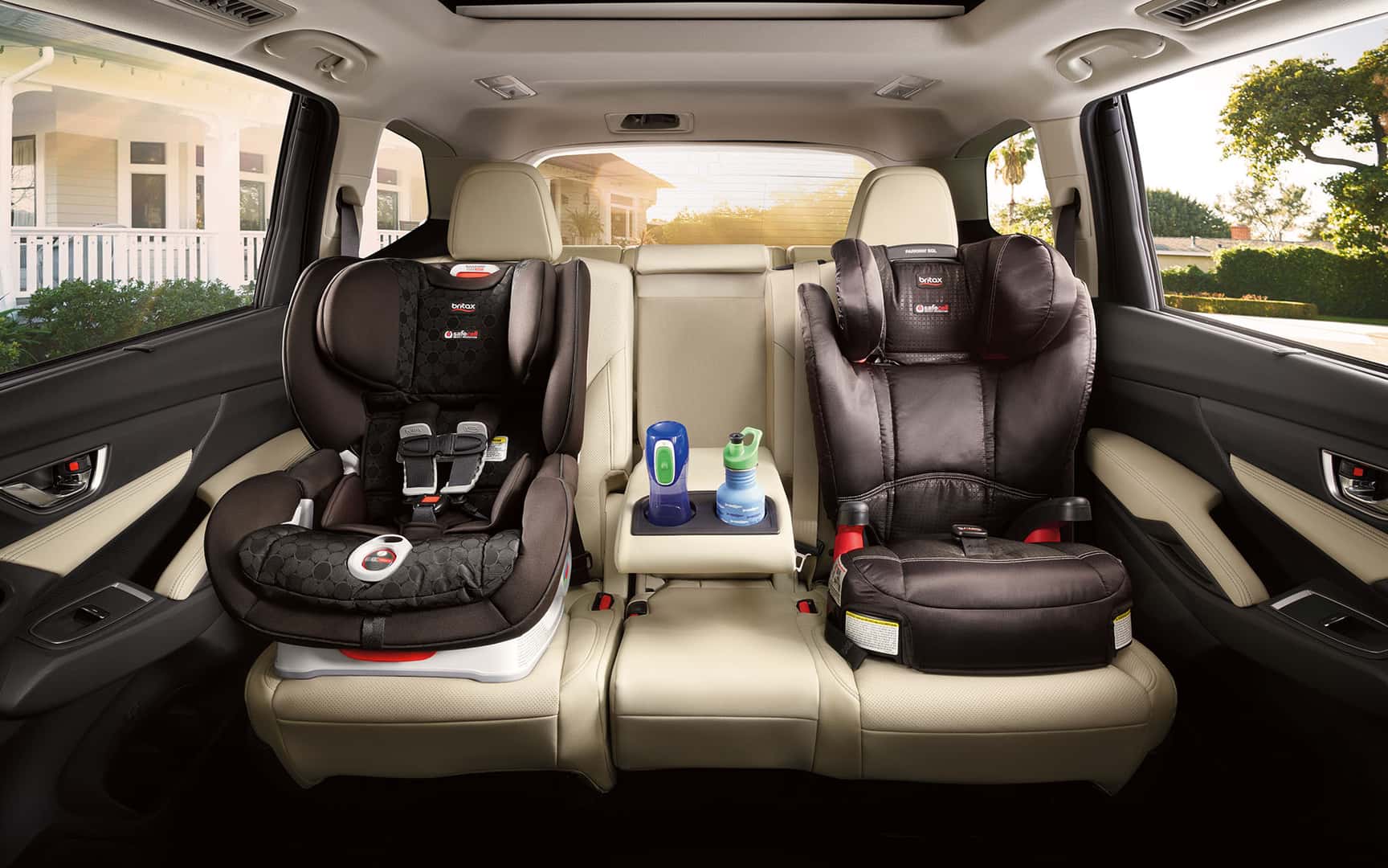 Interior mid-major of Ascent 2nd-row bench seat with two child seats and props