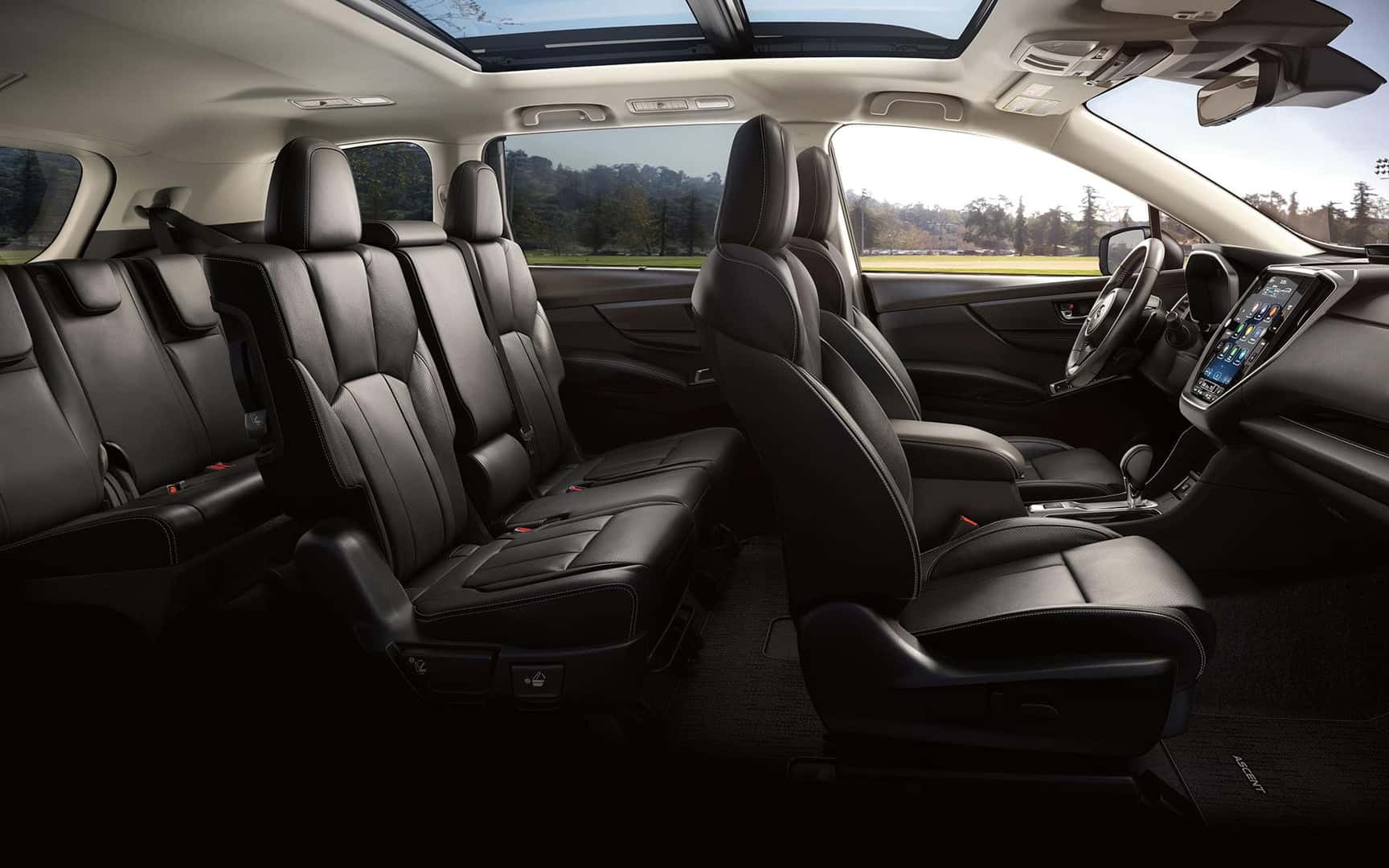 Interior profile buck of Ascent Limited trim with bench seating, Slate Black leather