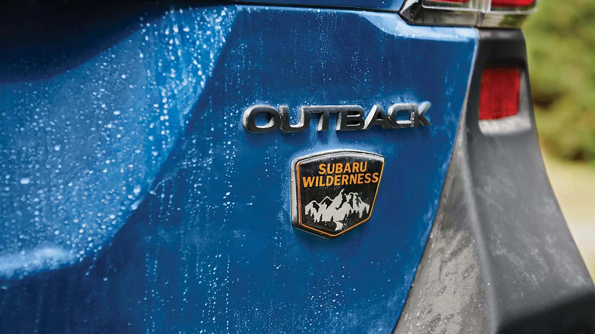 Close Up View of Logo on Back of Subaru Outback Wilderness