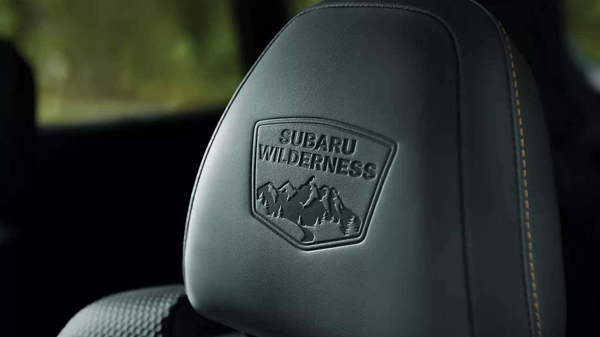 Close Up of Insignia on Front of Headrest on the Seat of Subaru Outback Wilderness
