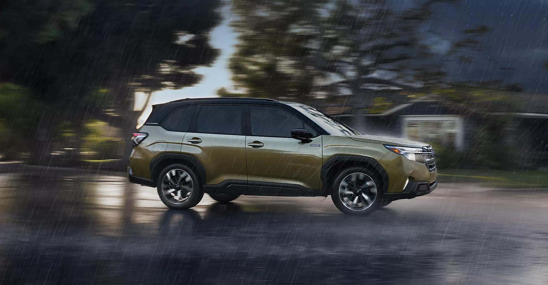 Green raining 2025 Subaru Forester Hybrid