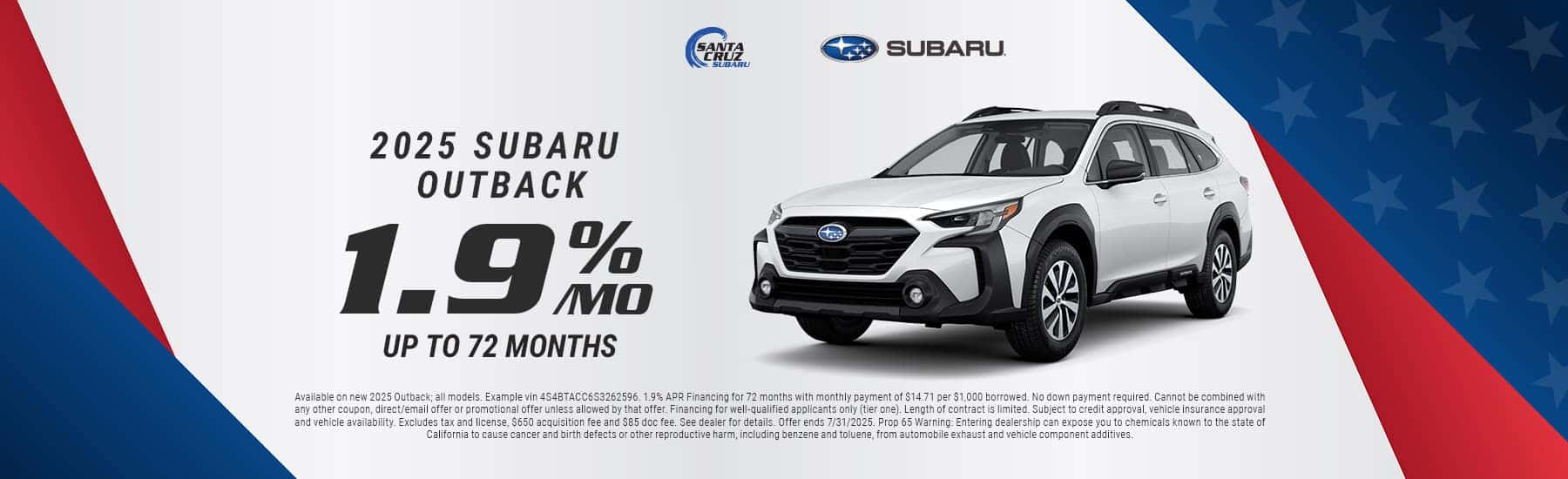 2025 Outback July offer