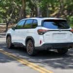 Back View of 2026 Subaru Forester Driving on the Road