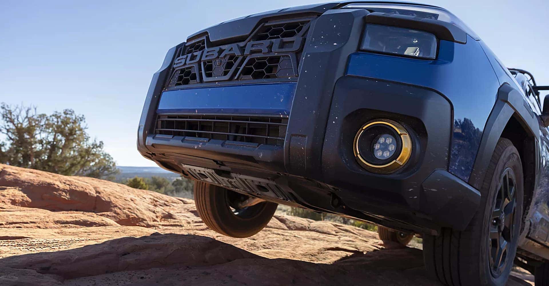 Closeup Subaru OutbackWilderness shown in Geyser Blue