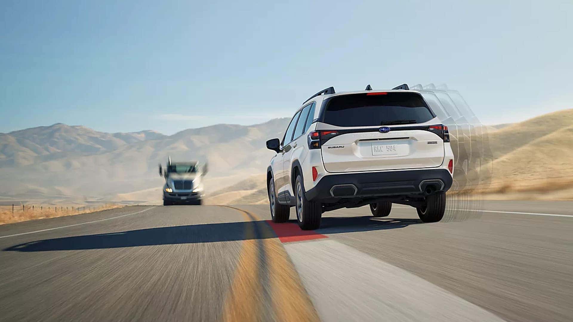 Back view of 2026 Subaru Forester Hybrid lane assitance