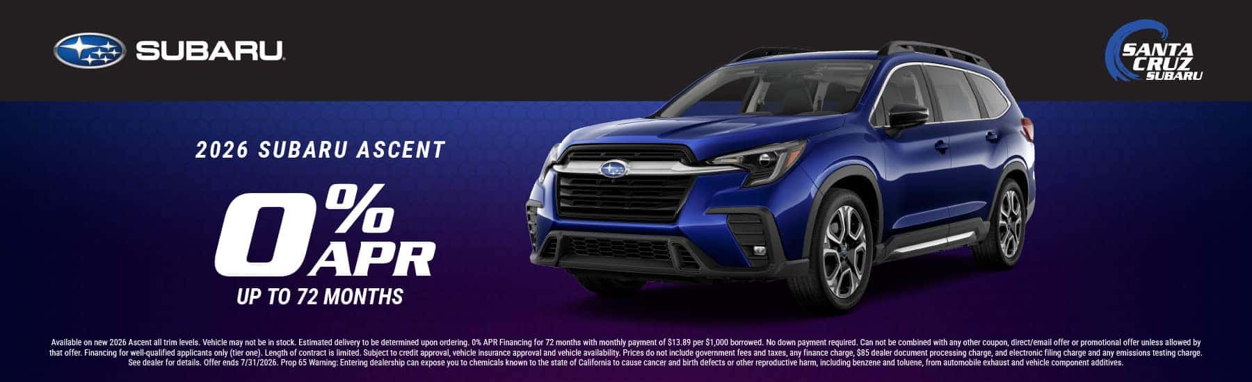 2026 Ascent July offer