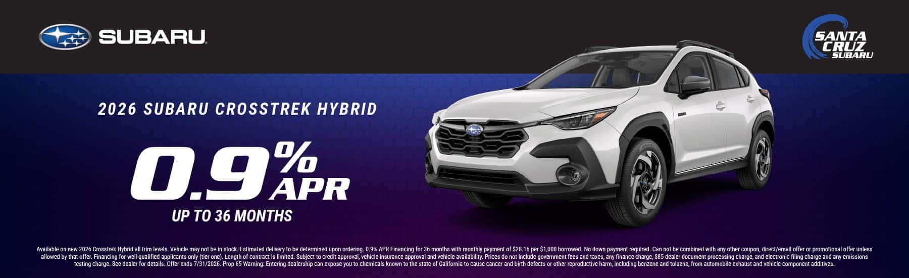 2026 Crosstrek Hybrid July offer