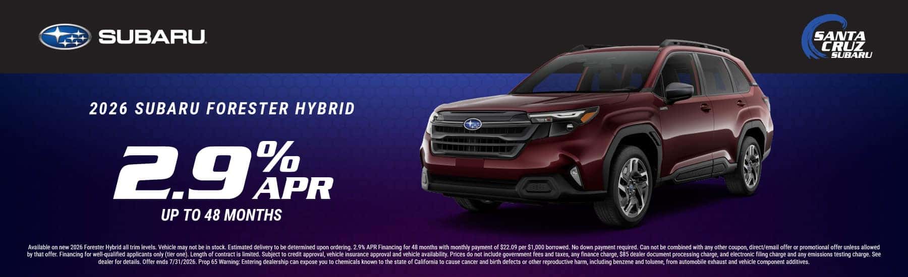 2026 Forester Hybrid July offer