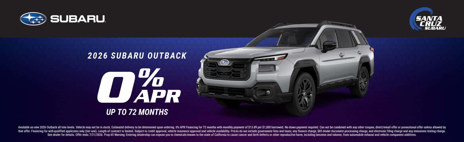 2026 Outback July offer