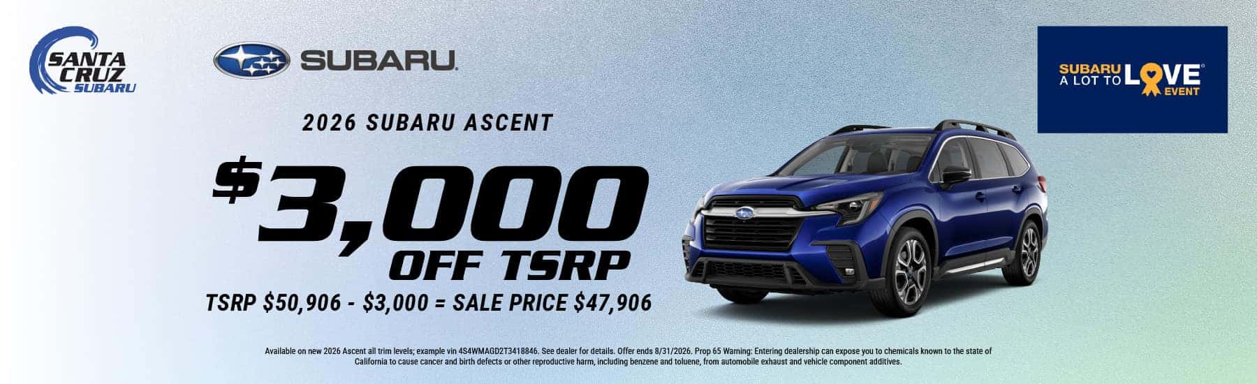 2026 Ascent August offer