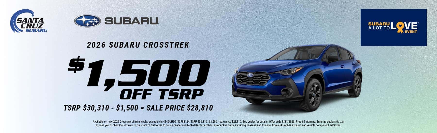 2026 Crosstrek August offer