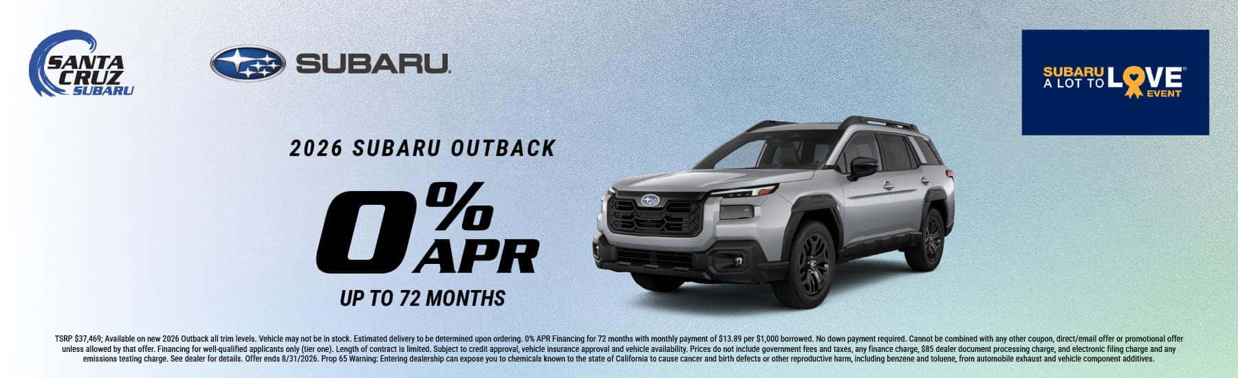 2026 Outback August offer