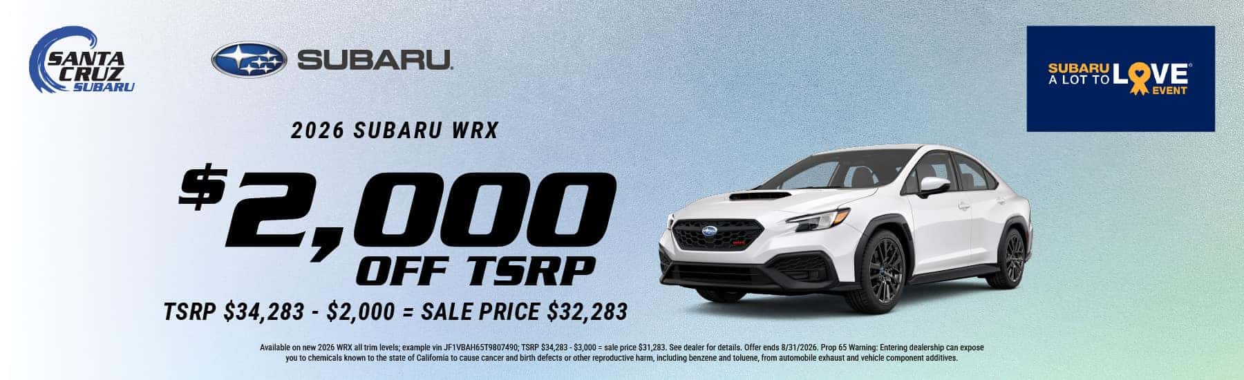 2026 WRX August offer