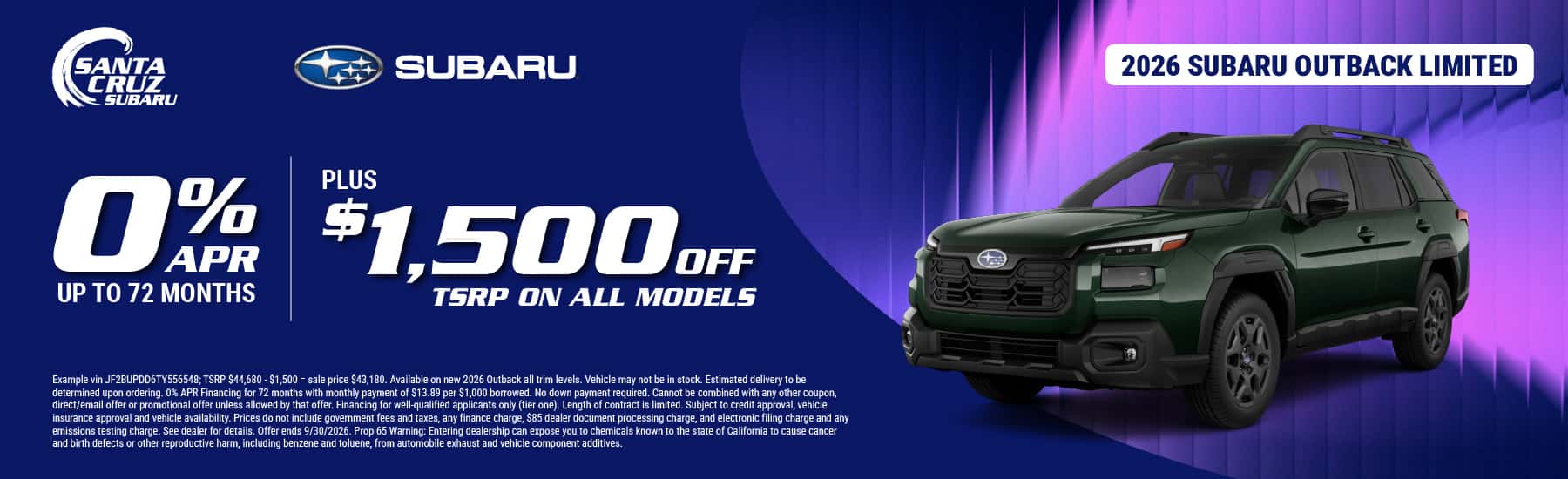 2026 Outback September offer