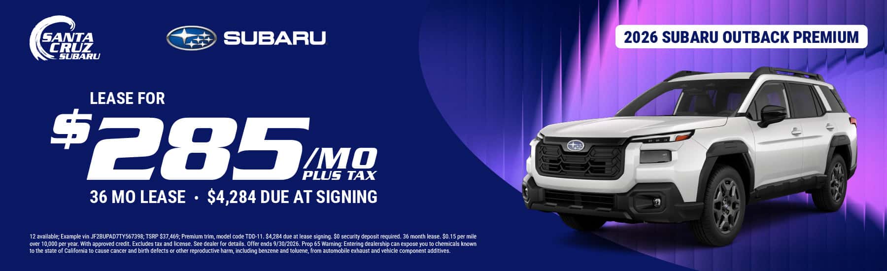2026 Outback September offer