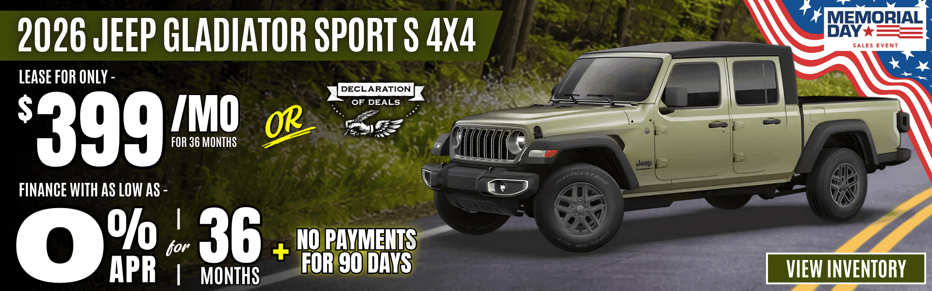 jeep gladiator lease apr offer memorial day 2026