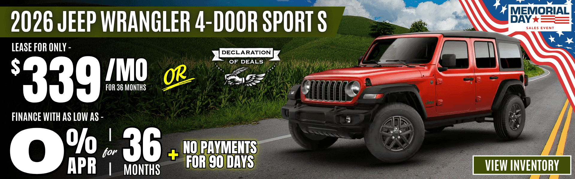 jeep wrangler lease apr offer memorial day 2026