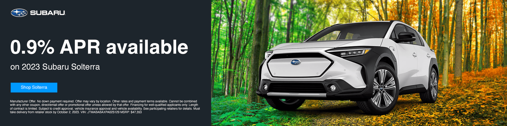 0.9% APR on 2023 Subaru Solterra