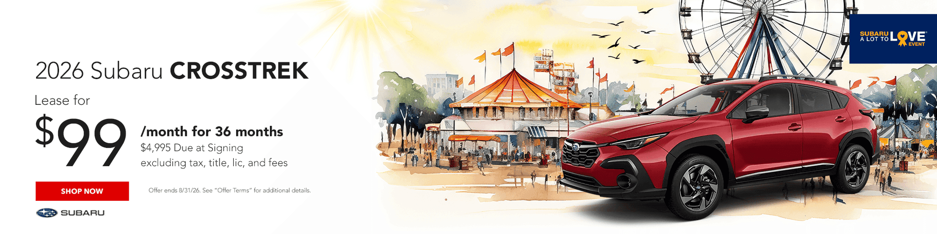 2026 Crosstrek Lease for $99/mo for 36 Month