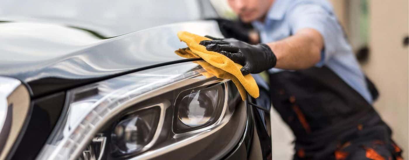 Maintenance being performed at a dealership.