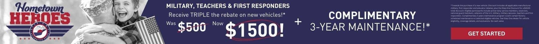 For those who serve we go the extra mile. Military, Teachers & First Responders receive TRIPLE the rebate on new vehicles! + complimentary 3-years maintenance at Step One Subaru Fort Walton Beach in Fort Walton Beach, FL. Select the image to view New Inventory.