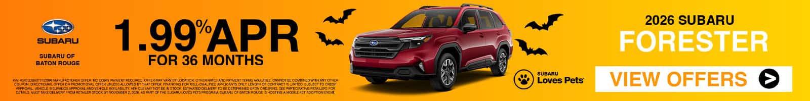 2026 Subaru Forester -  1.99% APR for 36 Months