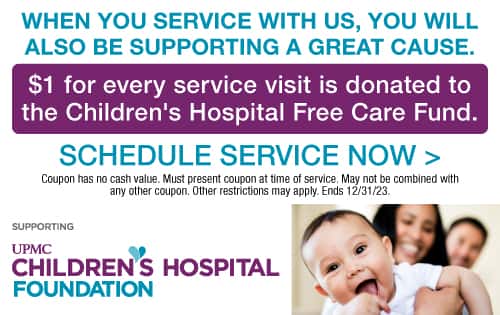 $1 for every service visit is donated to the Children's Hospital Free Care Fund