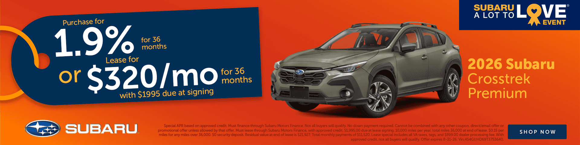 August Crosstrek Offer