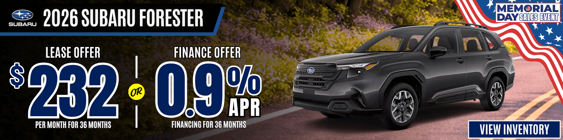 subaru forester lease apr offer memorial day 2026