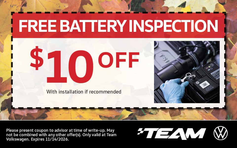 Free Battery Inspection plus $10 off installation if recommended