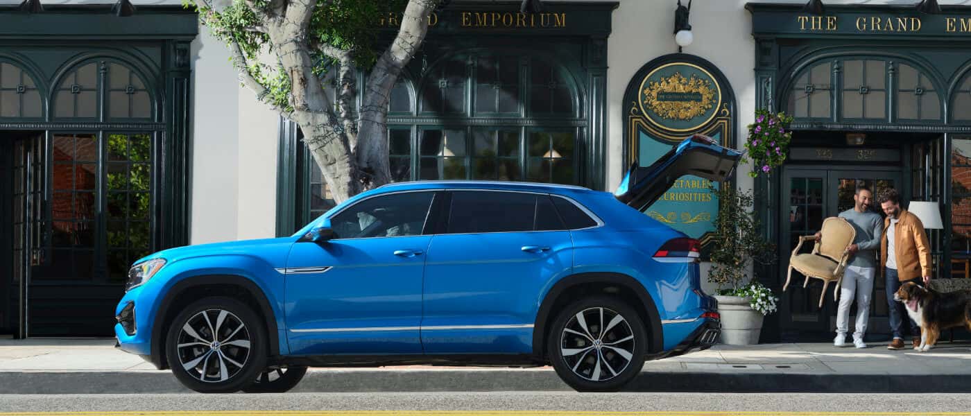 26 VW Atlas Cross Sport Exterior On Street In Front Of Shop
